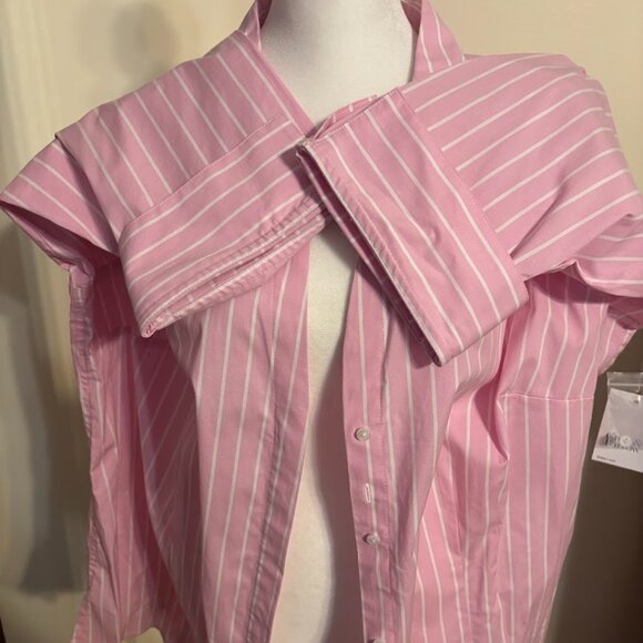 NWT CROFT & BARROW Pink/White Blouse with Buttons (Cotton/Spandex) - 3x - Picture 4 of 15